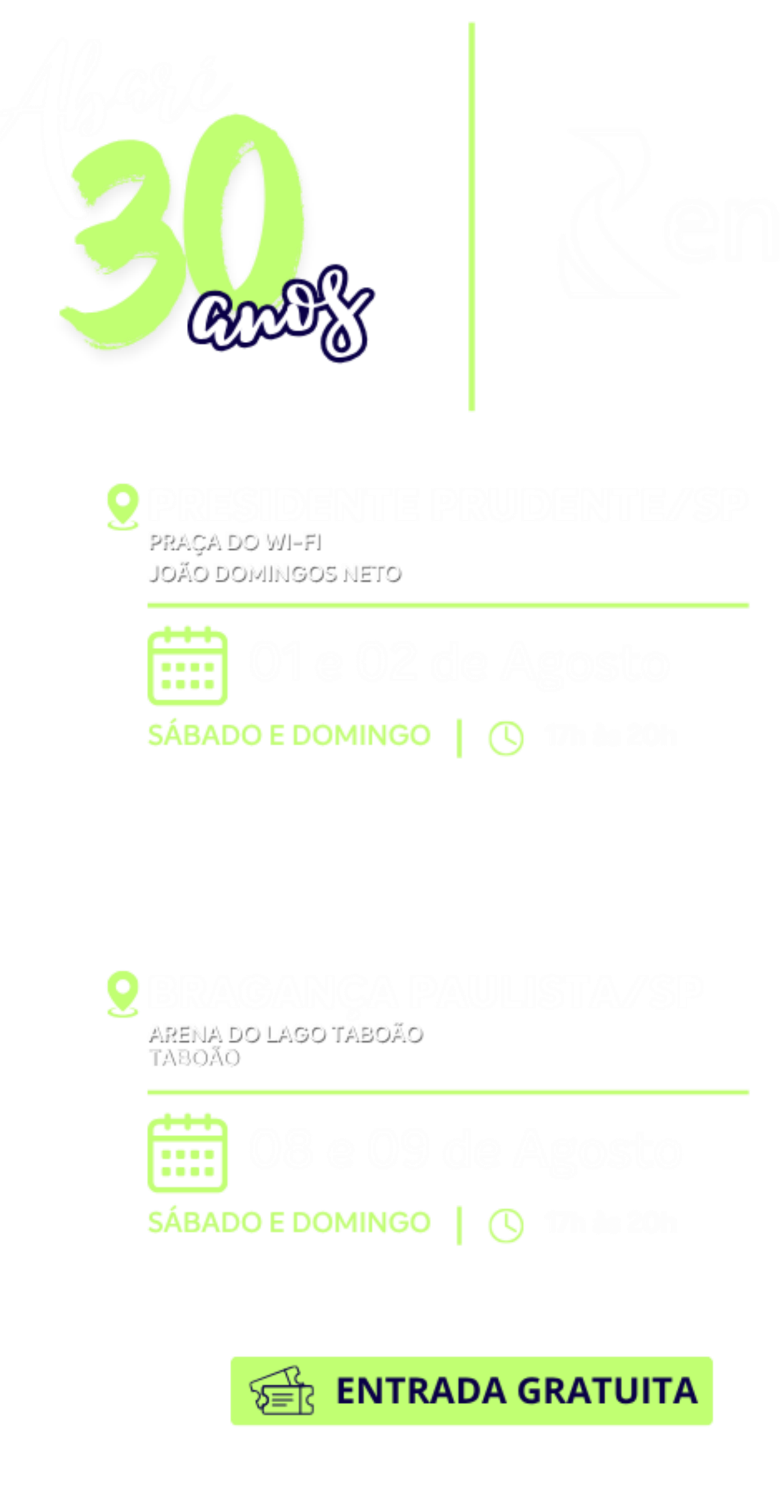 Imagem Central com a agenda cultural do Projeto Emcena Brasil